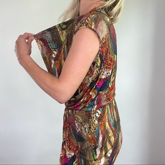 Max Mara Pink,Tan,Turquoise Drape Sleeveless Dress - Picture 6 of 15